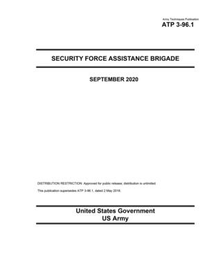 Army Techniques Publication ATP 3 96 1 Security Force Assistance