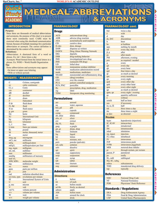Medical Abbreviations & Acronyms (Quickstudy: Academic)
