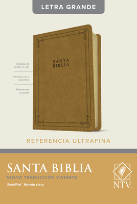 Santa Biblia Ntv, Edición de Referencia Ultrafina, Letra Grande (Sentipiel, Marrón Claro, Índice, Letra Roja) Cover Image