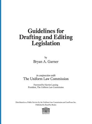 Guidelines for Drafting and Editing Legislation Cover Image