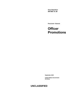 Army Regulation AR 600-8-29 Personnel-General Officer Promotions September 2020 Cover Image