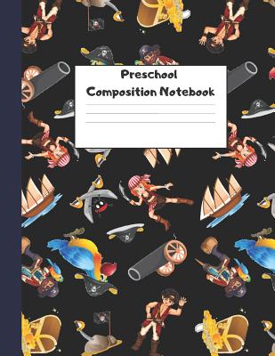 Preschool Composition Notebook: Dotted Midline Creative Picture Writing Exercise Book (Cute Pirate Girl Parrot Theme Series) - Grade K-2 Early Childho Cover Image