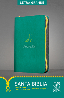 Santa Biblia Ntv, Edición Zíper Con Referencias, Letra Grande (Sentipiel, Turquesa, Índice) Cover Image