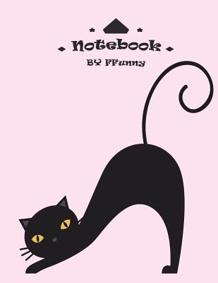 Notebook: Black cat on pink cover and Dot Graph Line Sketch pages, Extra large (8.5 x 11) inches, 110 pages, White paper, Sketch By F. Funny Cover Image