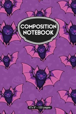 Composition Notebook: Cute Purple Bats Halloween Notebook for Kids 6