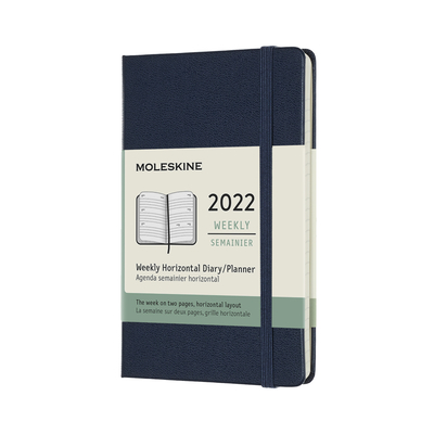 Moleskine 2022 Weekly Horizontal Planner, 12M, Pocket, Sapphire Blue, Hard Cover (3.5 x 5.5) Cover Image