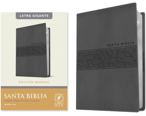 Santa Biblia Ntv, Edición Manual, Letra Gigante (Sentipiel, Gris, Letra Roja) By Tyndale Cover Image