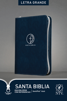 Santa Biblia Ntv, Edición Zíper Con Referencias, Letra Grande (Sentipiel, Azul, Índice) Cover Image