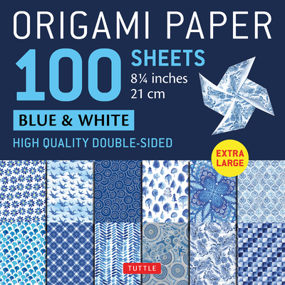 Origami Paper 100 Sheets Blue & White 8 1/4 (21 CM): Extra Large Double-Sided Origami Sheets Printed with 12 Different Designs (Instructions for 5 Pro