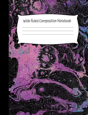 Wide Ruled Composition Notebook: Wide Ruled Composition Book for School - Purple Blue and Black Marble Design By Compobooks for School Cover Image