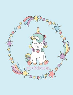 Notebook: Cute unicorn on blue cover and Dot Graph Line Sketch pages, Extra large (8.5 x 11) inches, 110 pages, White paper, Ske Cover Image