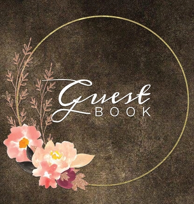 Guest Book: Watercolor Flowers Brown Rustic Hardcover Guestbook Blank No Lines 64 Pages Keepsake Memory Book Sign In Registry for Cover Image