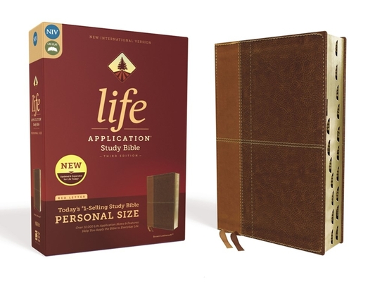 Niv, Life Application Study Bible, Third Edition, Personal Size, Leathersoft, Brown, Indexed, Red Letter Edition Cover Image
