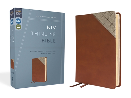 Niv, Thinline Bible, Leathersoft, Brown, Red Letter, Comfort Print By Zondervan Cover Image