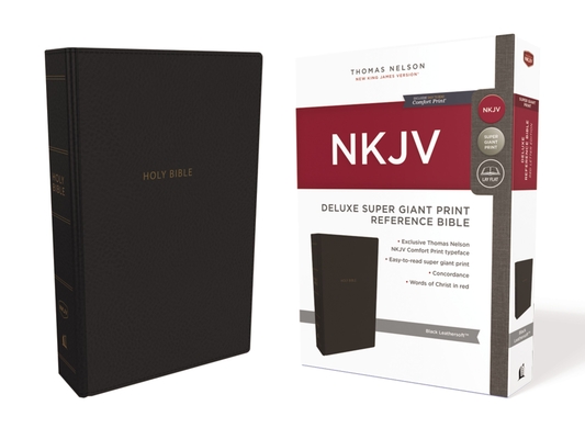 NKJV, Deluxe Reference Bible, Super Giant Print, Imitation Leather, Black, Red Letter Edition, Comfort Print Cover Image