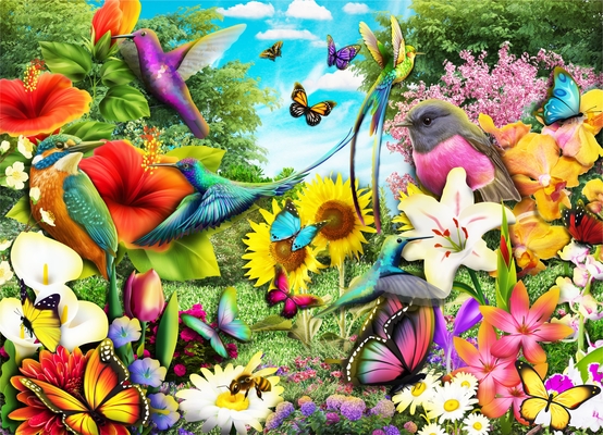 Brain Tree - Flower Garden 1000 Pieces Jigsaw Puzzle for Adults: With Droplet Technology for Anti Glare & Soft Touch Cover Image
