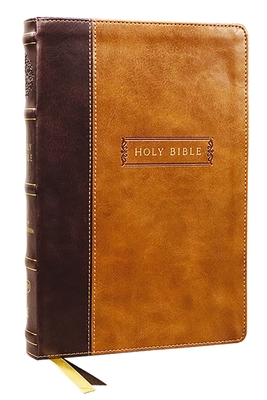 KJV Holy Bible with Apocrypha and 73,000 Center-Column Cross References, Brown Leathersoft, Red Letter, Comfort Print: King James Version By Thomas Nelson Cover Image