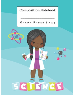Composition Notebook: African American Girl Science Graph Paper notebook 4x4. Cover Image
