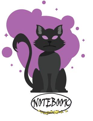 Notebook: Black cat on purple cover and Dot Graph Line Sketch pages, Extra large (8.5 x 11) inches, 110 pages, White paper, Sket By F. Funny Cover Image