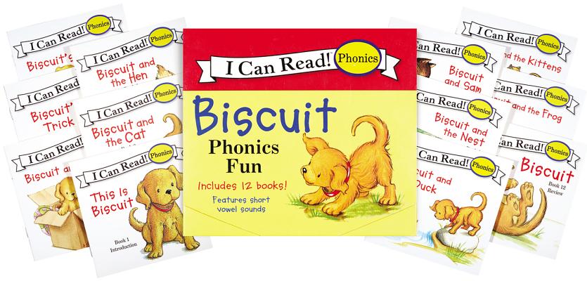 Biscuit 12-Book Phonics Fun!: Includes 12 Mini-Books Featuring Short and Long Vowel Sounds (My First I Can Read) Cover Image