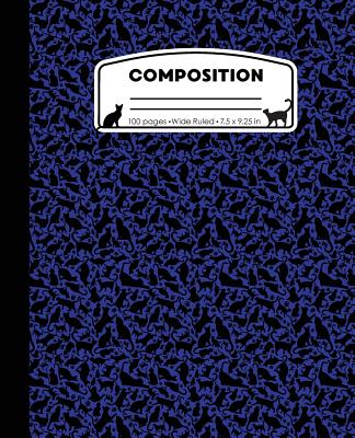 Composition: Cat Pattern Blue Marble Composition Notebook Wide Ruled 7.5 x 9.25 in, 100 pages (50 sheets) book for kids, school, st Cover Image