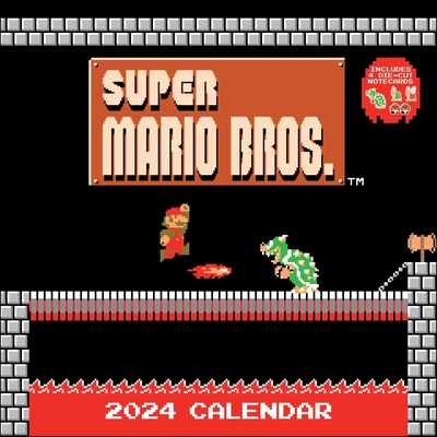 Super Mario Bros. 8-Bit Retro 2024 Wall Calendar with Bonus Diecut Notecards Cover Image