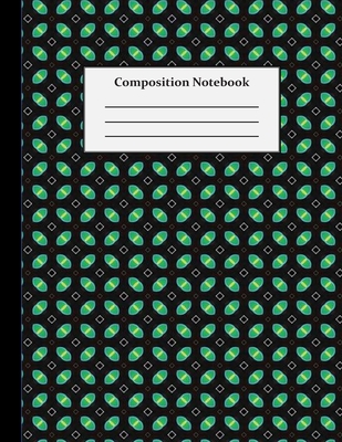 Composition Notebook: Wide Ruled - 8.5 x 11 Inches - 100 Pages - Black and Green Pattern Cover Image
