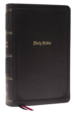 KJV Large Print Single-Column Bible, Personal Size with End-Of-Verse Cross References, Black Leathersoft, Red Letter, Comfort Print (Thumb Indexed): K By Thomas Nelson Cover Image