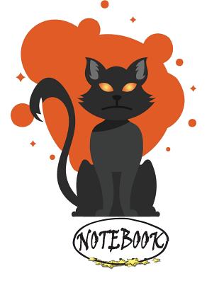 Notebook: Black cat on orange cover and Dot Graph Line Sketch pages, Extra large (8.5 x 11) inches, 110 pages, White paper, Sket By F. Funny Cover Image