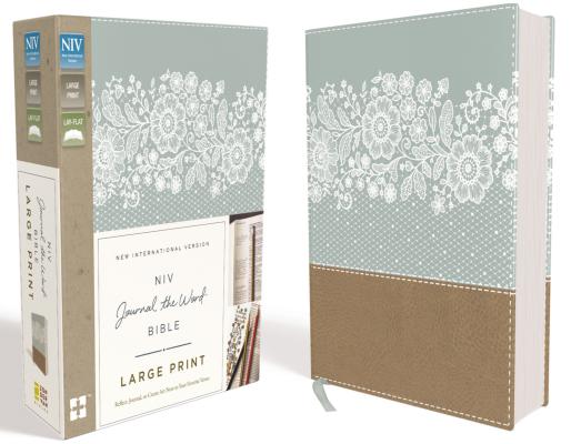 NIV, Journal the Word Bible, Large Print, Imitation Leather, Blue/Tan: Reflect, Journal, or Create Art Next to Your Favorite Verses By Zondervan Cover Image