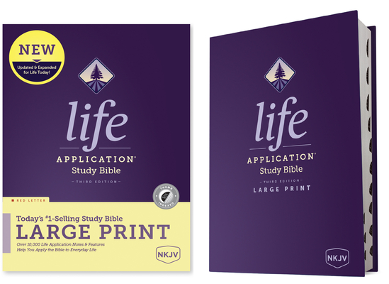 NKJV Life Application Study Bible, Third Edition, Large Print (Hardcover, Indexed, Red Letter) Cover Image