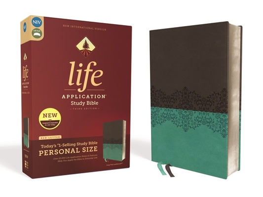 Niv, Life Application Study Bible, Third Edition, Personal Size, Leathersoft, Gray/Teal, Red Letter Edition Cover Image