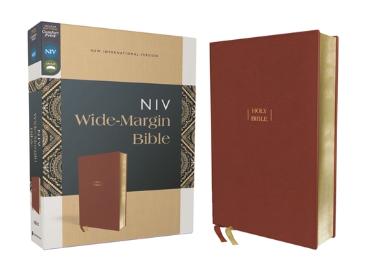 Niv, Wide Margin Bible, Leathersoft, Brown, Red Letter, Comfort Print By Zondervan Cover Image