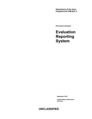 Department of the Army Pamphlet DA PAM 623-3 Evaluation Reporting System September 2019 Cover Image