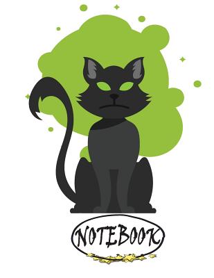 Notebook: Black cat on Green cover and Dot Graph Line Sketch pages, Extra large (8.5 x 11) inches, 110 pages, White paper, Sketc By F. Funny Cover Image