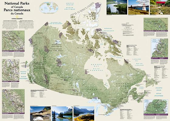 National Geographic Canada National Parks Wall Map - Laminated (42 X 30 In) (National Geographic Reference Map) Cover Image