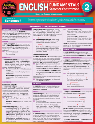 English Fundamentals 2 - Sentence Construction: A Quickstudy Language Arts Laminated Reference Guide By Rachel Berg Scherer Cover Image