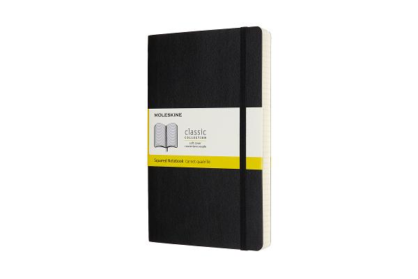 Squared/Grid Classic Expanded Notebook Hard Cover 5 x 8.25 Black 400 Pages Large
