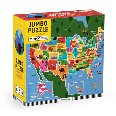 Map of the U.S.A. Jumbo Puzzle By Mudpuppy, Steve Mack (Illustrator) Cover Image
