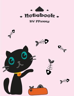 Notebook: Black cat on pink cover and Dot Graph Line Sketch pages, Extra large (8.5 x 11) inches, 110 pages, White paper, Sketch By F. Funny Cover Image
