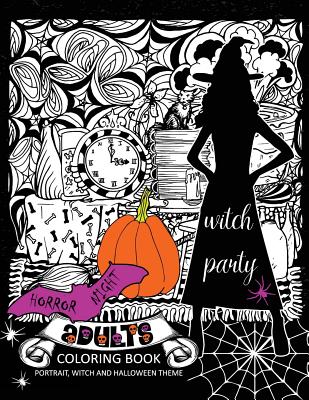 Horror Night Adults coloring book: Skull and Witch Design for Relaxation Cover Image