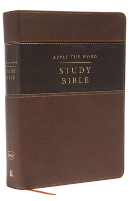 NKJV, Apply the Word Study Bible, Large Print, Imitation Leather, Brown, Red Letter Edition: Live in His Steps Cover Image