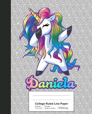 College Ruled Line Paper: DANIELA Unicorn Rainbow Notebook Cover Image