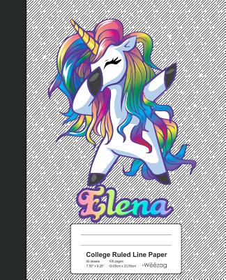 College Ruled Line Paper: ELENA Unicorn Rainbow Notebook (Weezag College Ruled Line Paper Notebook #576)