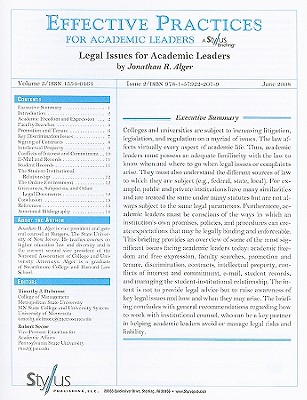 Legal Issues for Academic Leaders: Issue 2 (Effective Practices for Academic Leaders #3) Cover Image