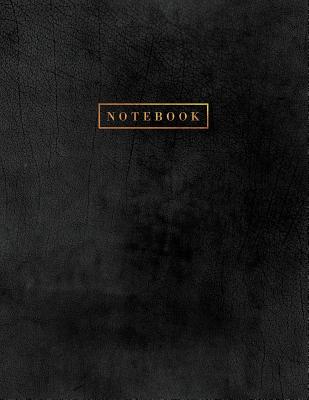Notebook: Black Suede Leather Style Notebook - Softcover with Gold Lettering 150 College-Ruled Pages 8.5 X 11 - A4 Size By Paperlush Press Cover Image