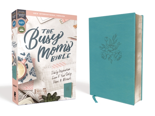 Niv, Busy Mom's Bible, Leathersoft, Teal, Red Letter Edition, Comfort Print: Daily Inspiration Even If You Only Have One Minute By Zondervan Cover Image