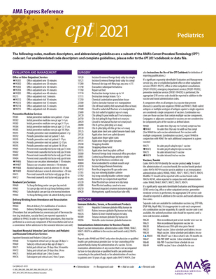 CPT 2021 Express Reference Coding Card: Pediatrics By American Medical Association Cover Image