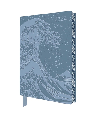 Katsushika Hokusai: The Great Wave 2024 Artisan Art Vegan Leather Diary - Page to View with Notes By Flame Tree Studio (Created by) Cover Image