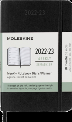 Moleskine 2023 Weekly Notebook Planner, 18M, Pocket, Black, Soft Cover (3.5 x 5.5) By Moleskine Cover Image